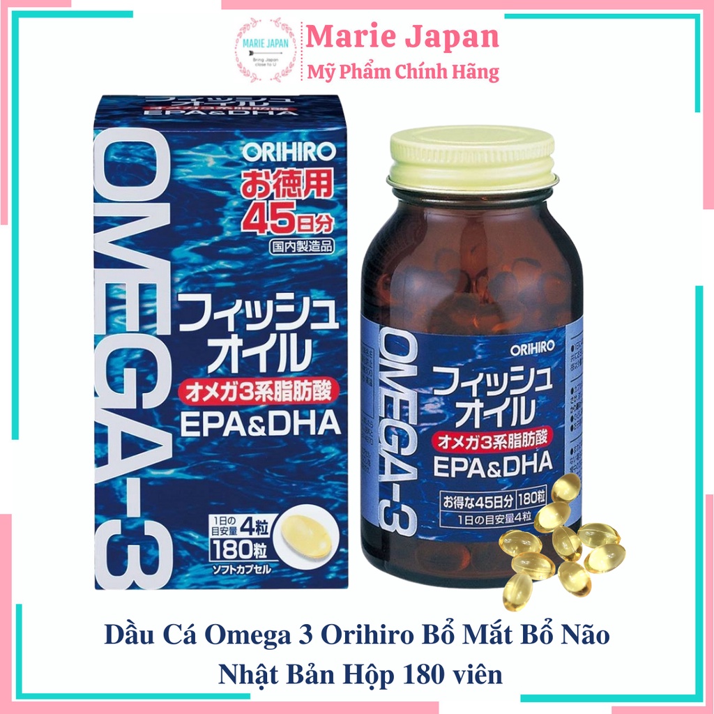 Dầu Cá Omega 3 Orihiro Bổ Mắt Bổ Não Nhật Bản - Hộp 180 viên