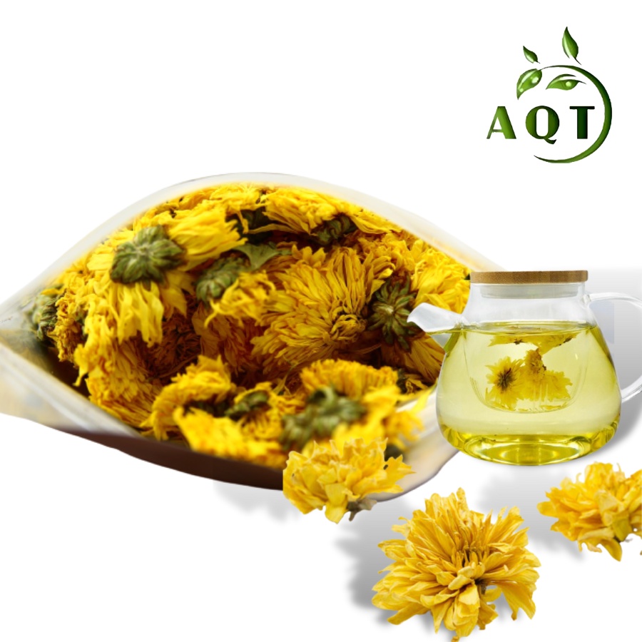 Trà Hoa Cúc Vàng 100g (Cúc Bánh) Sấy Khô Nguyên Bông (Sạch, Thơm), Hoa Cúc Vàng Giúp Đẹp Da, Ngủ Ngon