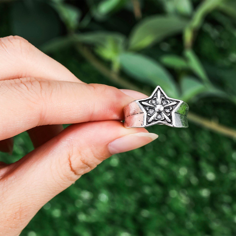 Nhẫn Đeo Ngón Tay Mạ Bạc Hình Trái Tim / Đầu Lâu / Bông Hoa / Trái Tim Phong Cách Hip Hop Mới Cho Nữ