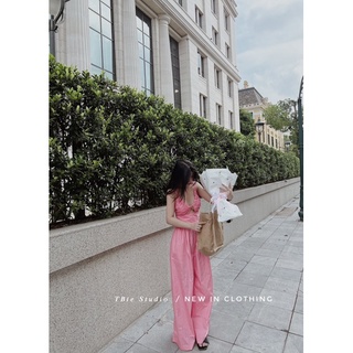 Jumsuit ống rộng rúm ngực