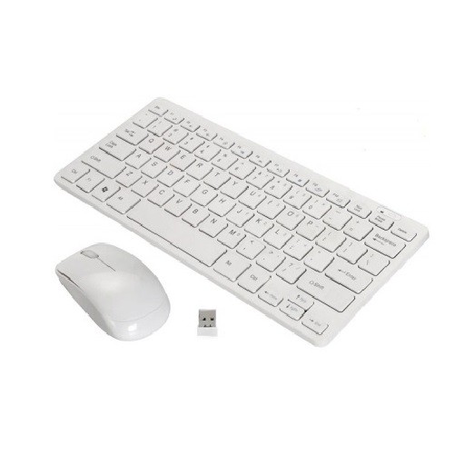 Bộ Bàn phím và chuột không dây 2.4 GHz wireless K-03 ngắn, trắng