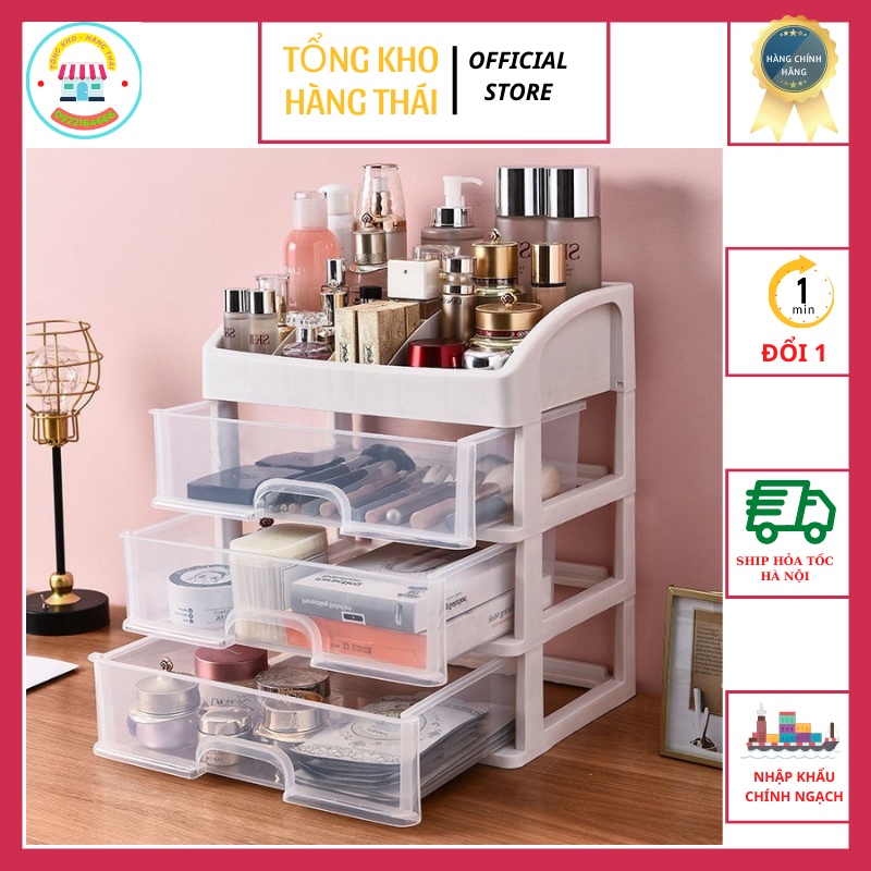 Kệ Đựng Mỹ Phẩm Đồ Trang Điểm Trang Sức 4 Tầng Trong Suốt Ngăn Kéo To Tiện Dụng (SP41232185)
