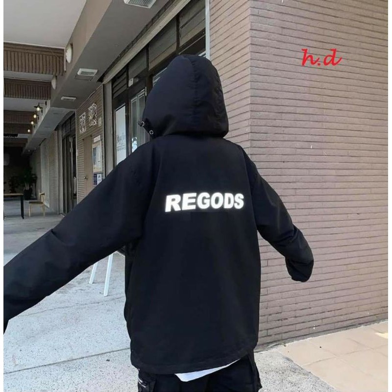 Áo khoác gió Rego phản quang hàng chất gió 1 lớp có hình in phản quang freesize 55kg | BigBuy360 - bigbuy360.vn