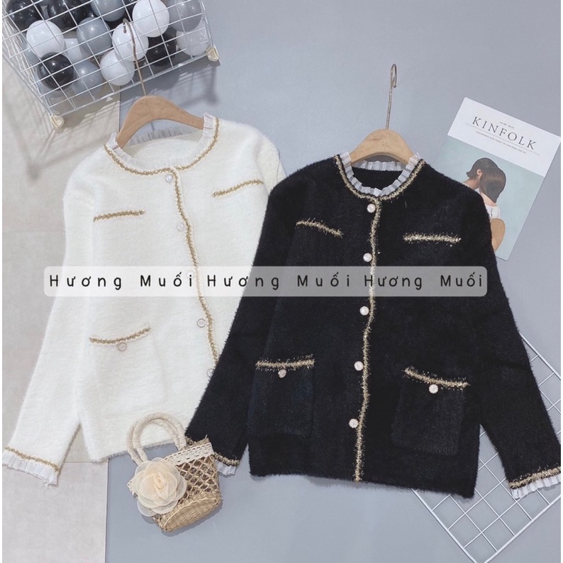 Áo dạ lông cổ ren 2 màu- chất siêu đẹp