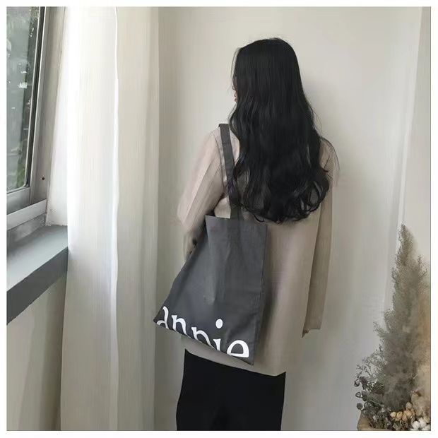 Túi Vải Canvas Đeo Vai In Chữ Đơn Giản Thời Trang