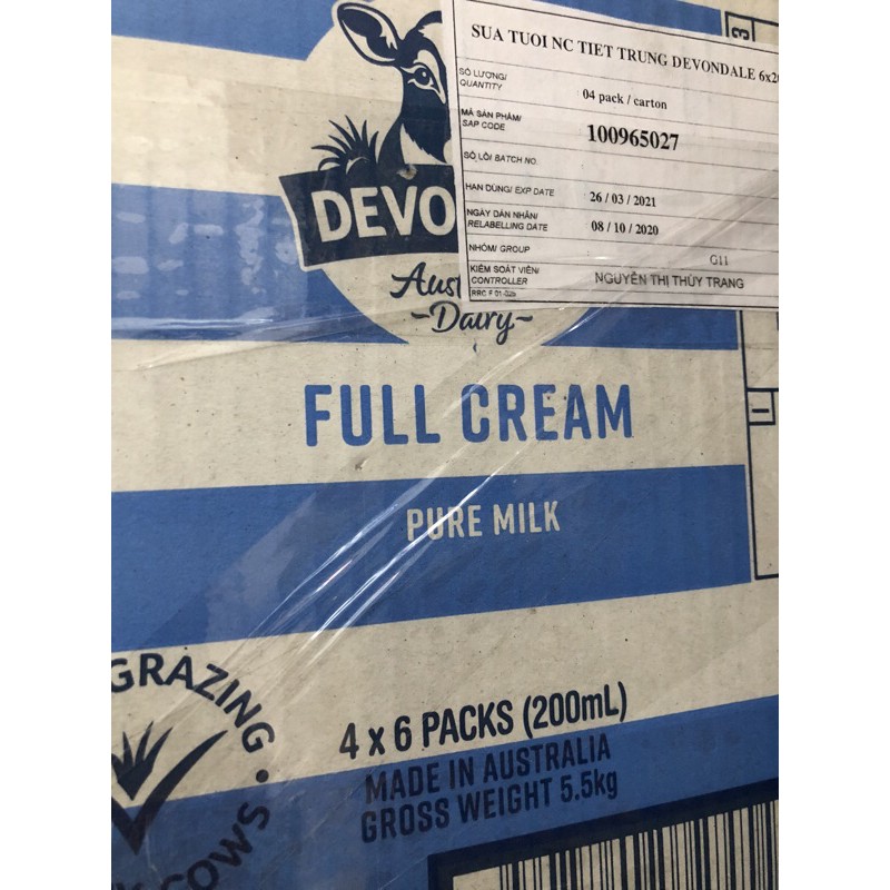 THÙNG 24 HỘP DEVONDALE HỘP 200ML date mới