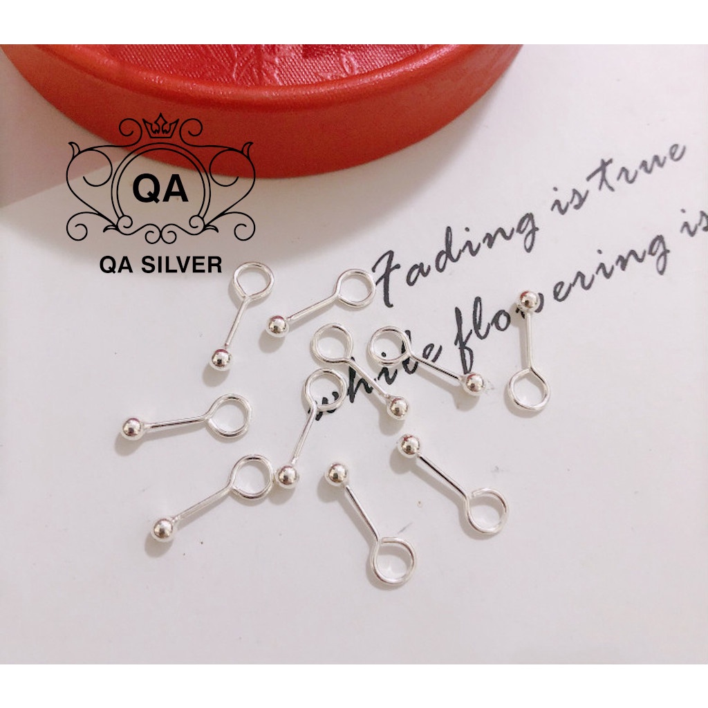 Bông tai bạc 925 nụ tròn khuyên nam nữ đuôi chốt móc S925 MINIMAL Silver Earrings QA SILVER EA200904