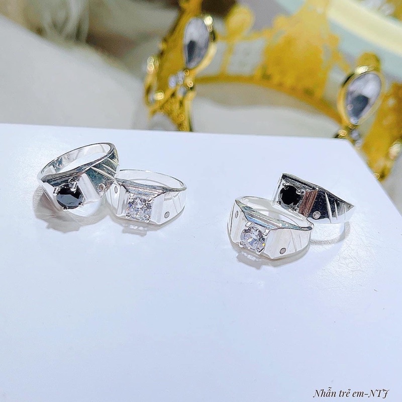 Nhẫn cho bé trai BNP đính đá,Bạc Ta