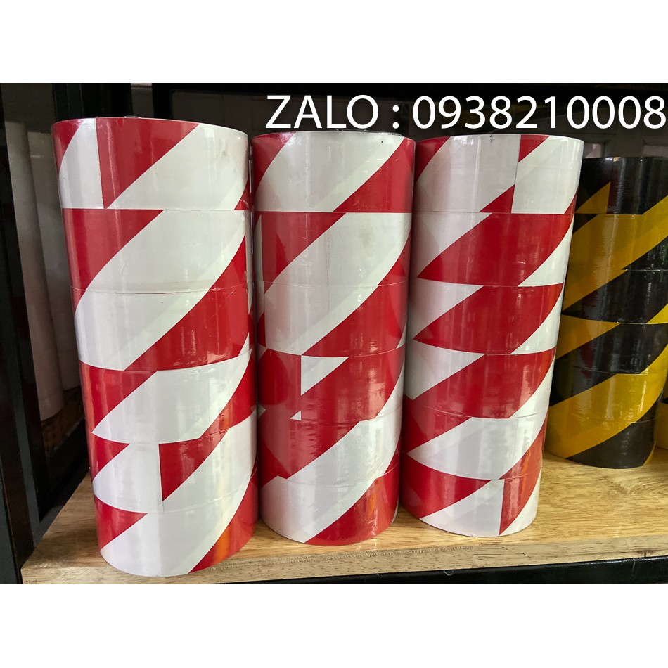 Băng keo dán nền cảnh báo sọc Trắng Đỏ