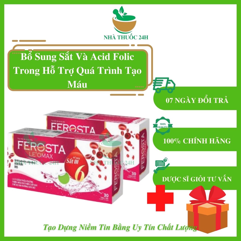 Sắt Ống Ferosta Le'Omax - Sắt Thực Vật Cho Người Thiếu Máu, Phụ Nữ Mang Thai, Người Già, Trẻ Em Trên 6 Tháng