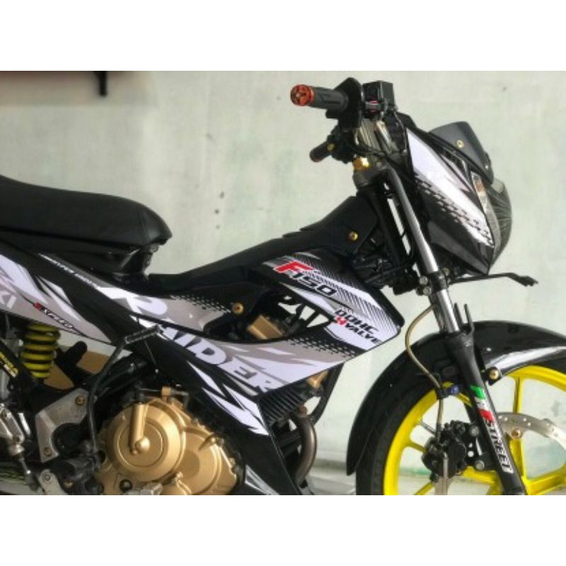 Tem rời xe raider xăng cơ đen 2014  phối trắng , tem 3 lớp không bay màu