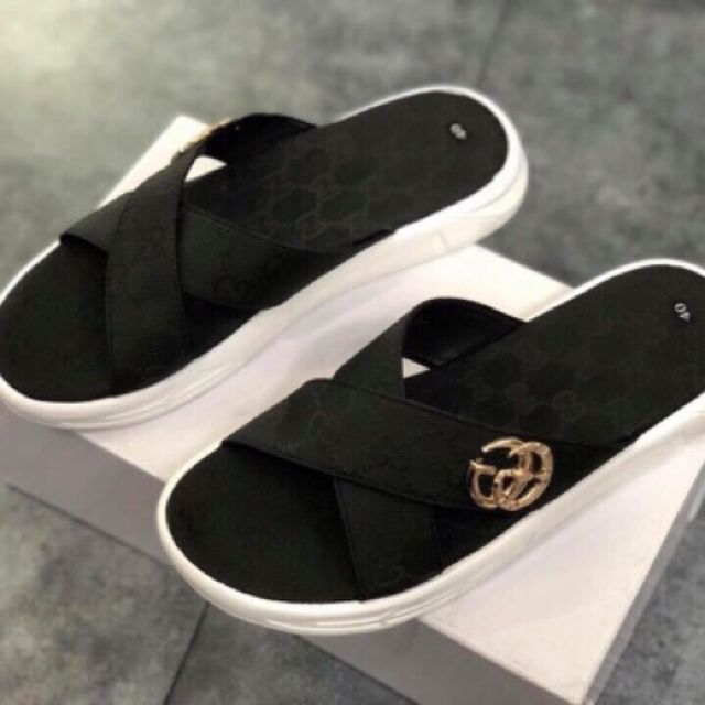 Dép da nam chéo GG