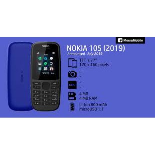 [Mã ELMS5 giảm 7% đơn 300k] Điện thoại Nokia 105 Dual Sim 2019 Hàng Chính Hãng Mới Nguyên Seal