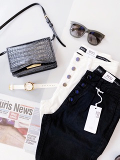 quần jeans đen  phối nút