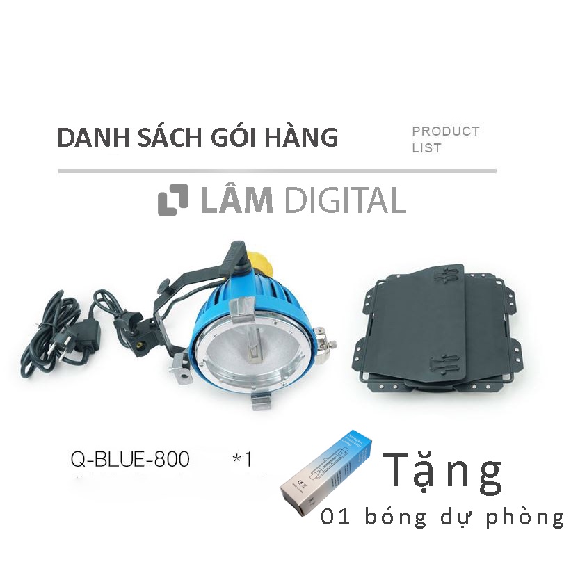 Đèn pha studio halogen 800W Q-BLUE-800 (ánh sáng ấm)