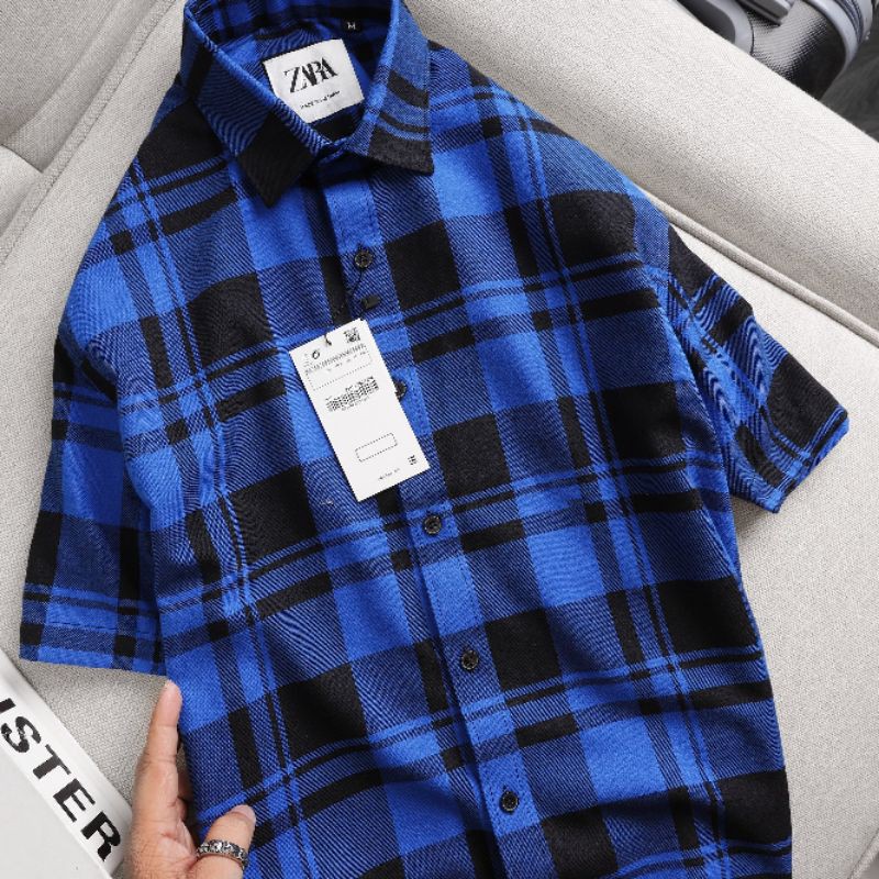 Áo sơ mi caro nam ngắn tay trẻ trung kate tay sọc