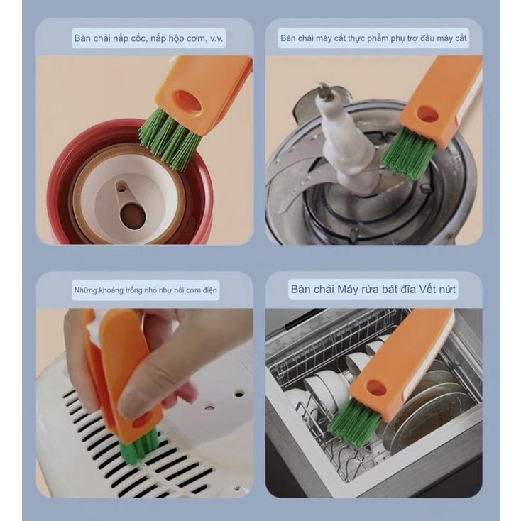 PVN50572 Bàn chải vệ sinh bình sữa nắp cốc 3 chức năng nhỏ gọn hình cà rốt Giá Rẻ
