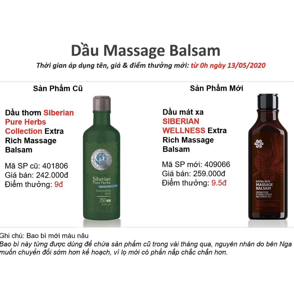 [ CHÍNH HÃNG ] - Dầu mát xa SIBERIAN Extra Rich Massage Balsam, Hỗ trợ chăm sóc và dưỡng da toàn thân - chai 250 ml