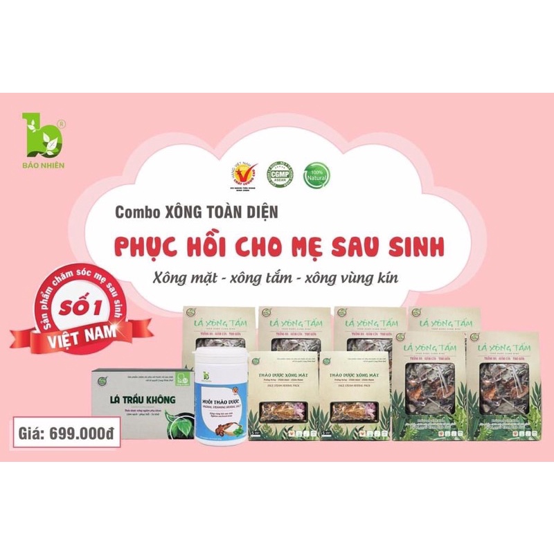 Bộ chăm sóc 10sp sau sinh cho mẹ (6 tắm – 2 mặt -1 muối kín – 1 trầu)