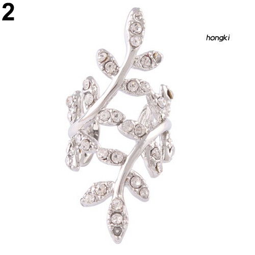 Khuyên kẹp vành tai hình chiếc lá đính đá phong cách punk dành cho nữ