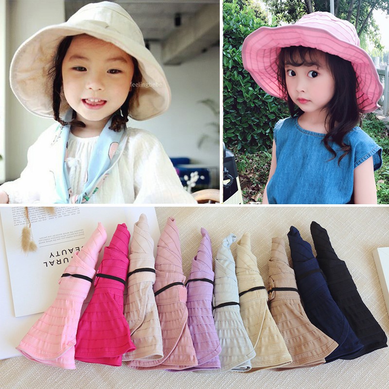 Nón Rộng Vành Hở Chóp Màu Sắc Dễ Thương Cho Bé