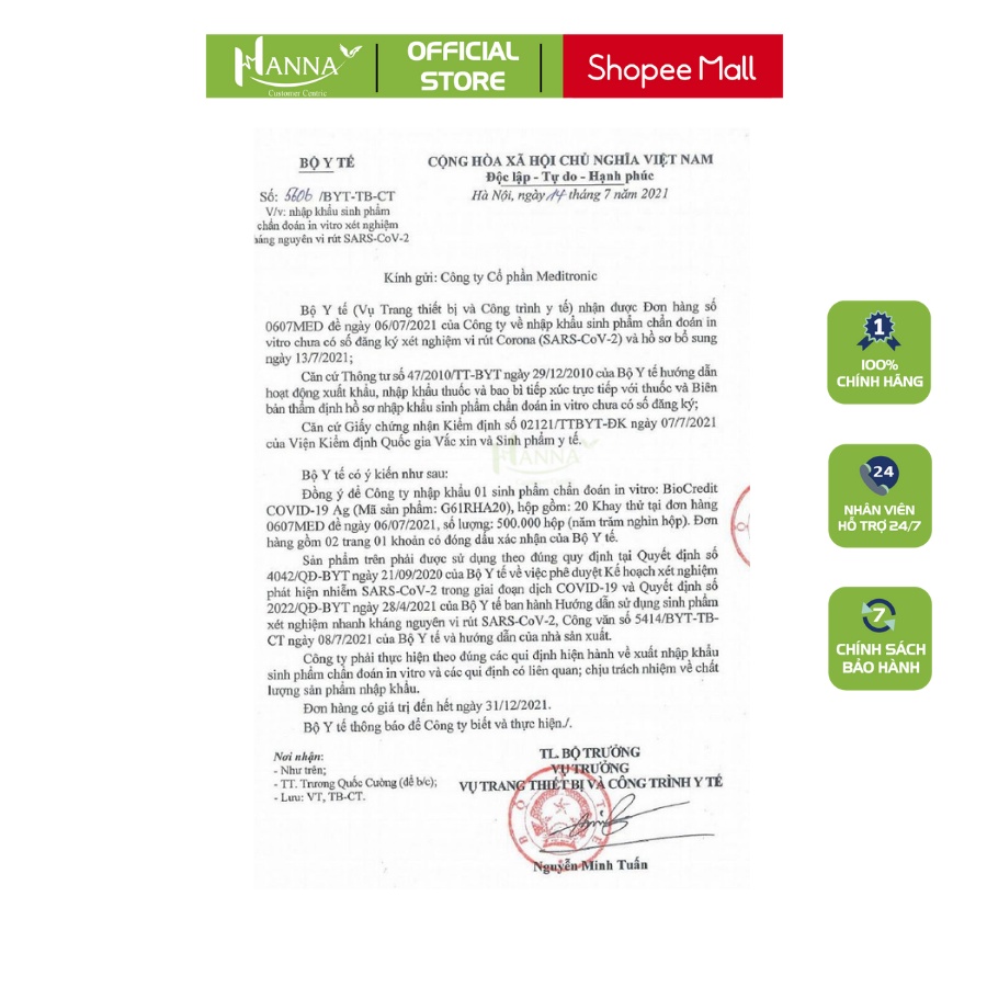 Test BioCredit Hàn Quốc (Hộp 20 test) Rapigen, lấy dịch tỵ hầu, có kết quả sau 5p, tiện lợi, dễ dàng sử dụng