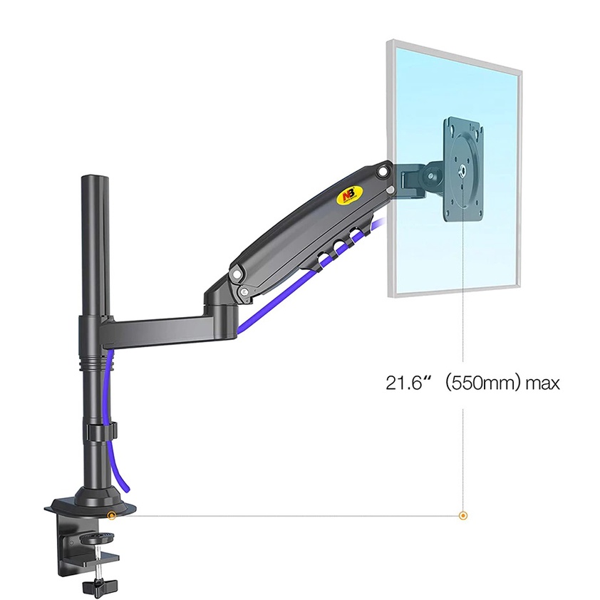 Giá treo màn hình 17-27 inch, tay treo lcd H80 tải 9kg xoay màn hình 360 độ, arm màn hình máy tính