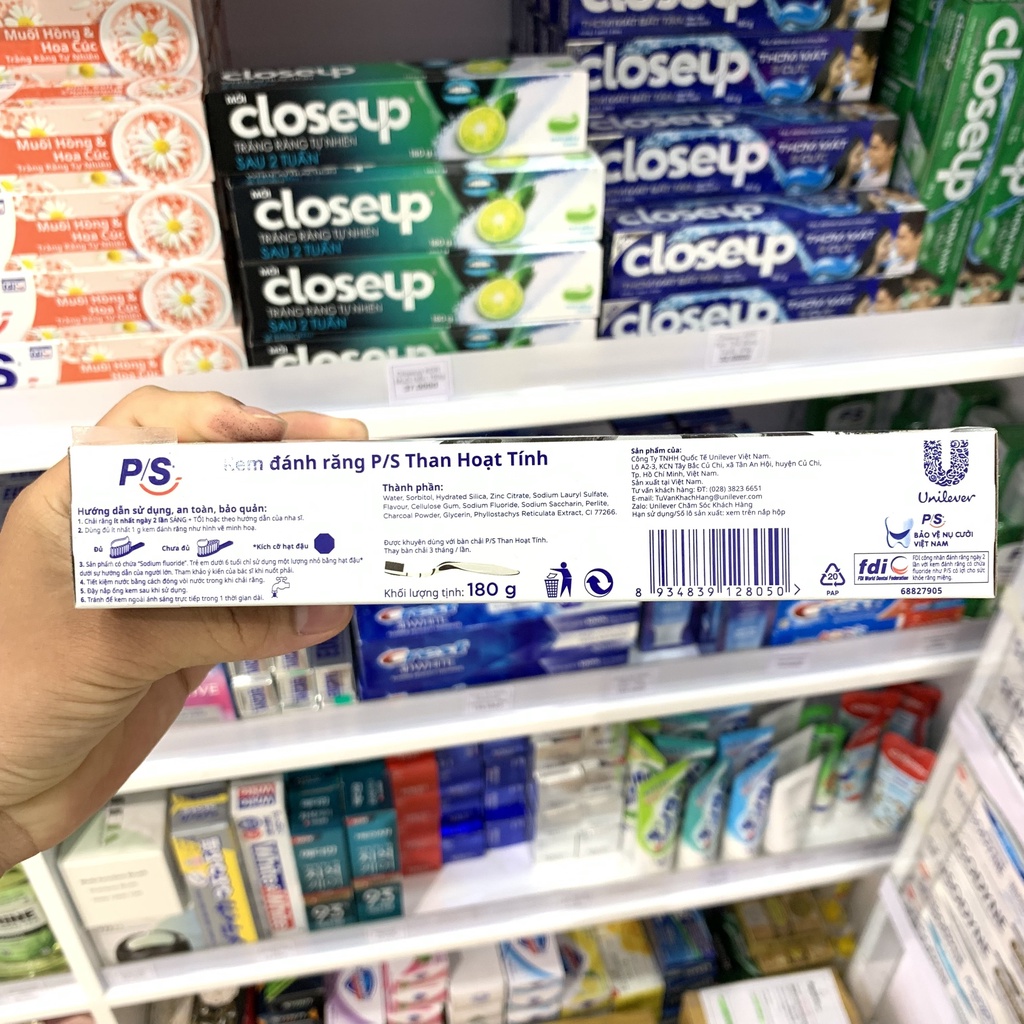 Kem đánh răng PS bảo vệ 123 than hoạt tính 180g