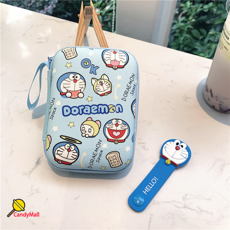 Túi đựng mỹ phẩm hoạt hình Mickey Doremon Tai nghe di động Túi đựng tiền xu Túi đựng điện