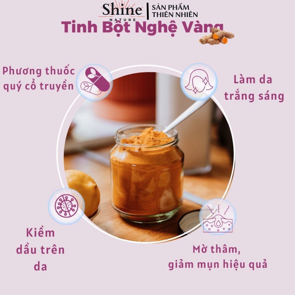 Tinh bột nghệ thiên nhiên nguyên chất dùng đắp mặt dưỡng da làm đẹp an toàn hiệu quả Túi 100 Gram