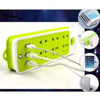 Ổ điện đa năng 6 phích cắm, 3 cổng USB