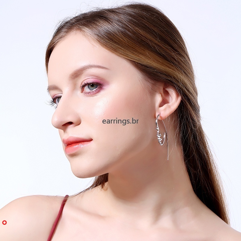 Brincos Rostos Arte Abstrata Minimalista Brincos Oco Oscila Moda Feminina Acess Rios / Abstrato Rosto Da Arte Brincos Minimalista Estilo De Ouro Cor Prata Oco Brincos Pendurados Mulheres Acessórios Da Moda