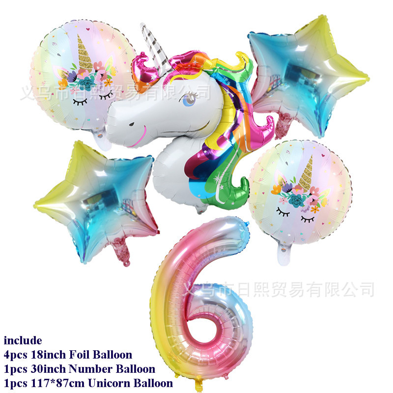 Set 6 Bong Bóng Hình Kỳ Lân 32inch Dùng Để Trang Trí Tiệc Sinh Nhật