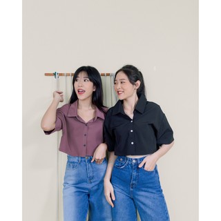 [Mã BMTTC60K giảm đến 60K đơn 50K] Áo Sơ mi croptop LEO's