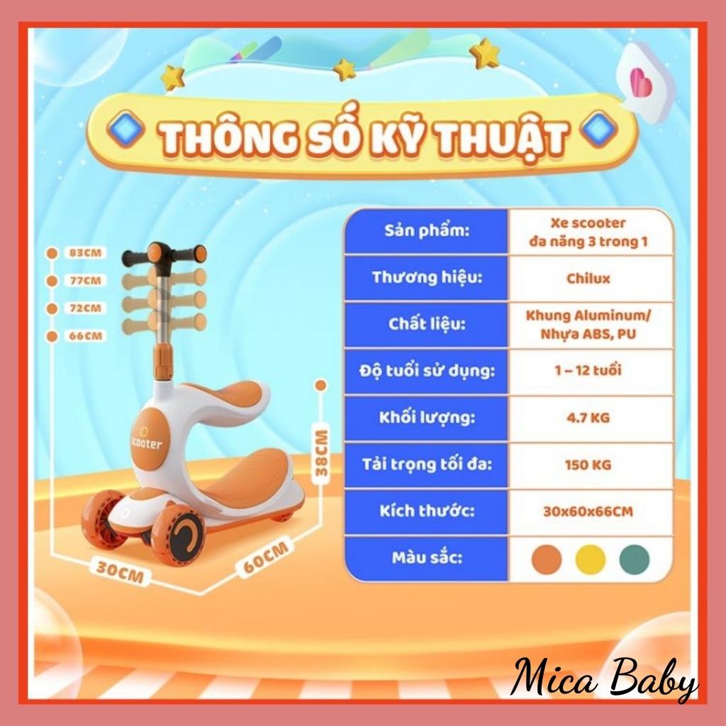Xe Scooter 3 in 1 cao cấp cho bé Mica baby