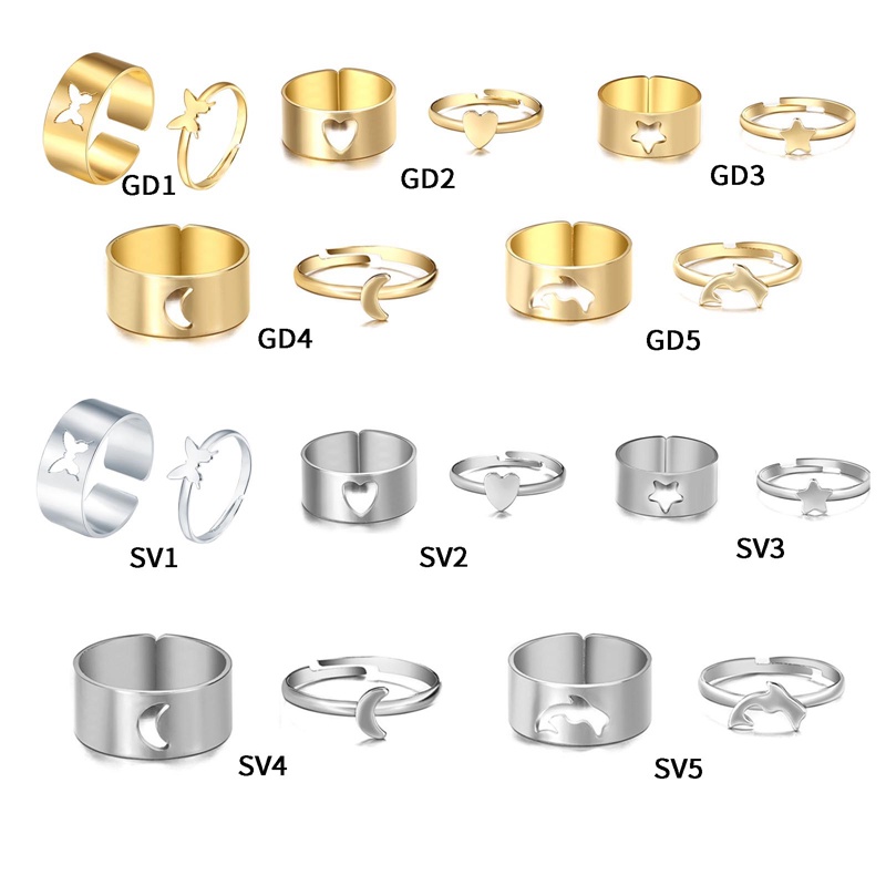 Set 2 Nhẫn Hình Bướm Thời Trang Cho Nữ