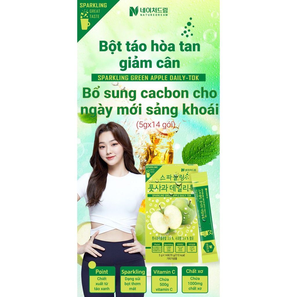 Bột Hỗ Trợ Tăng Cường Vitamin Cho Cơ Thể Vị Táo NATURE DREAM SPARKLING DAILY TOK