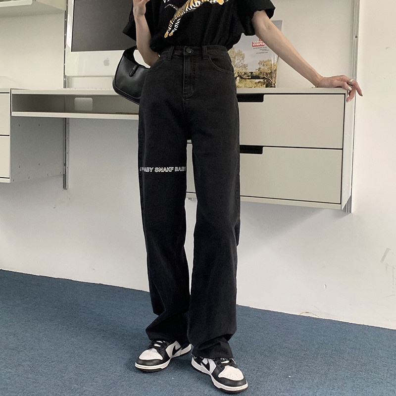 Quần jeans Nữ Lưng Cao Ống Rộng Thời Trang