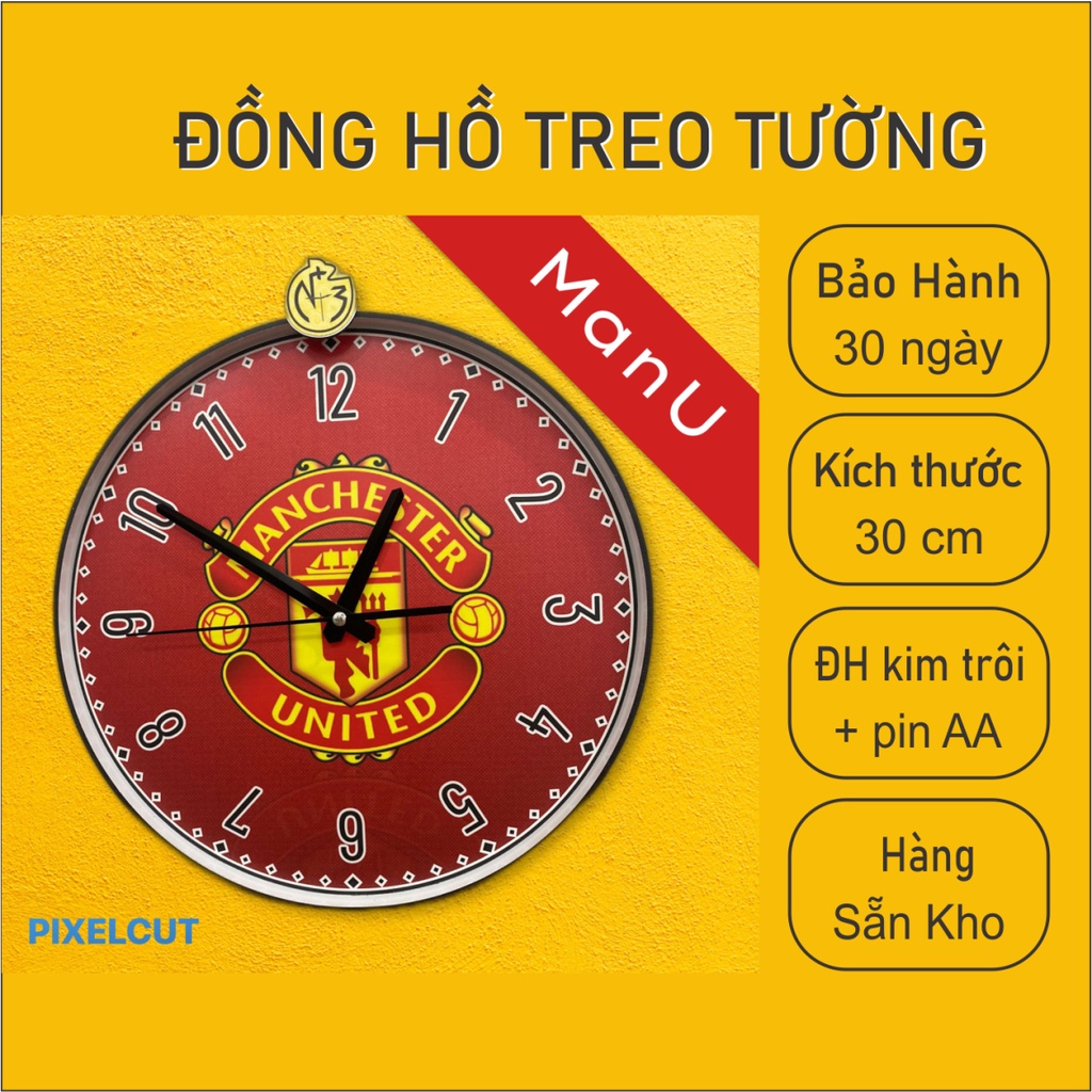 Đồng hồ trang trí theo logo CLB MU