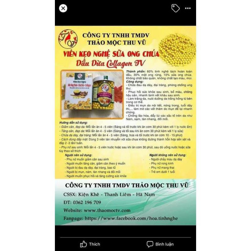 [TINH CHẤT] VIÊN KẸO TỔNG HỢP SỮA ONG CHÚA-TINH BỘT NGHỆ-DẦU DỪA-COLAGEN