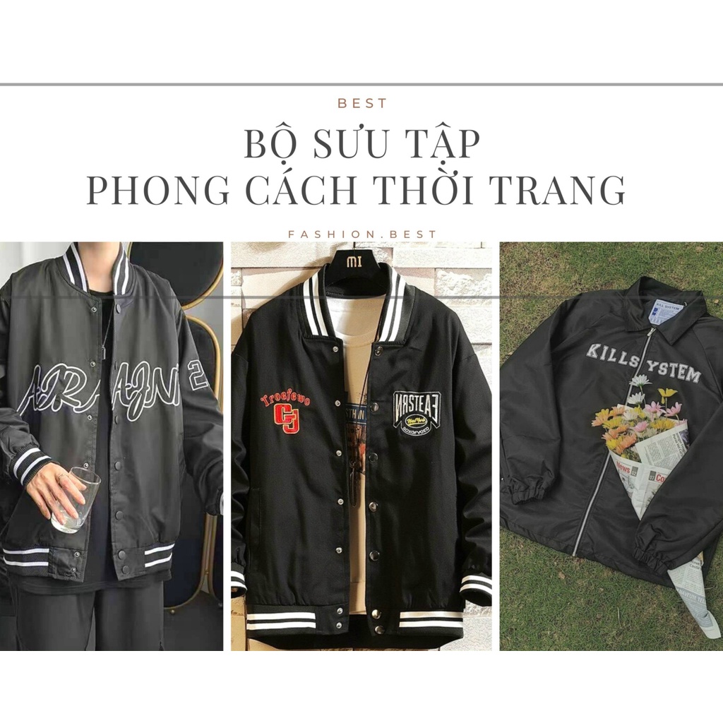 áo bomber nam nữ, áo khoác dù phom rộng phong cách hàn quốc fashion best