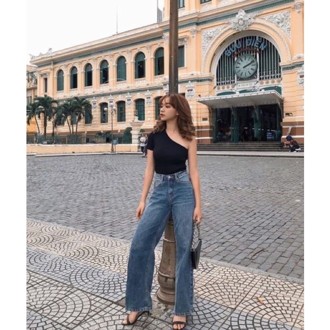 Quần jean dài ống suông nữ G.a.p 3 màu xanh jean