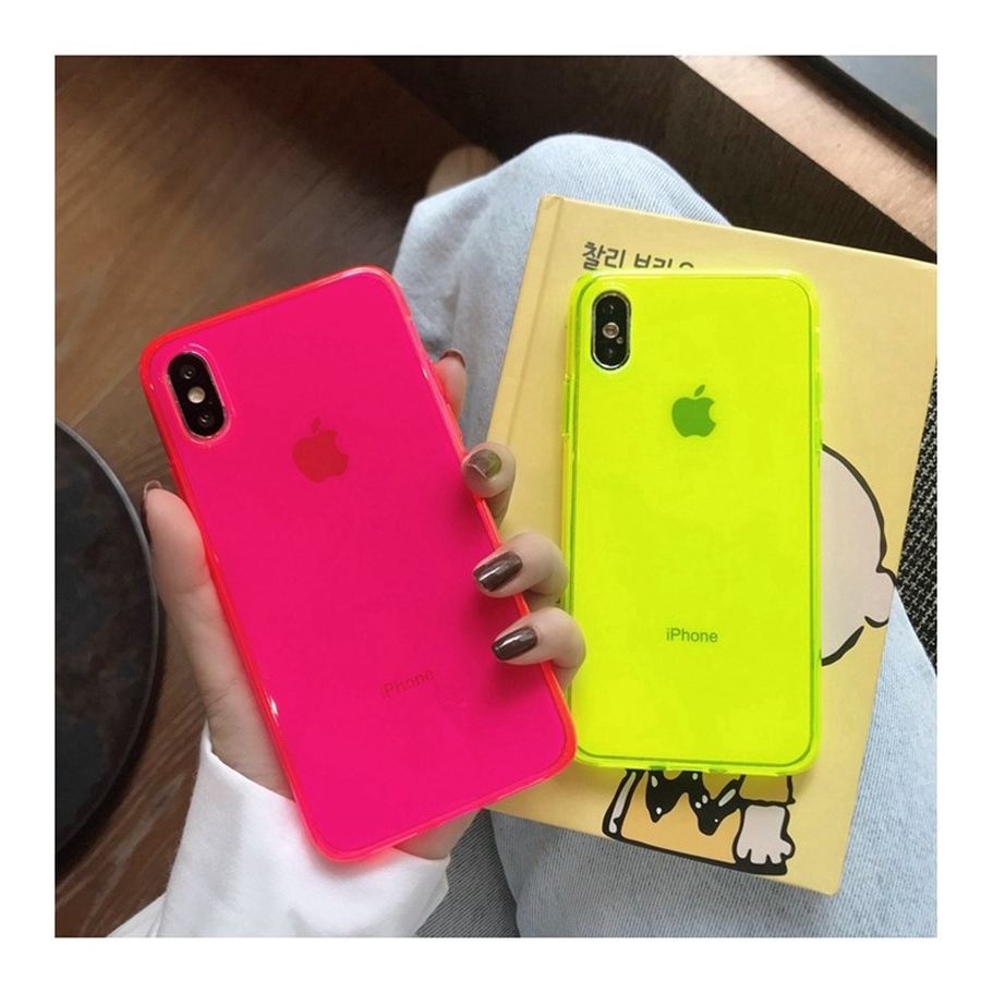 Ốp điện thoại mềm trong suốt màu dạ quang cho iPhone 11 Pro Max XR X XS Max 7 8 Plus