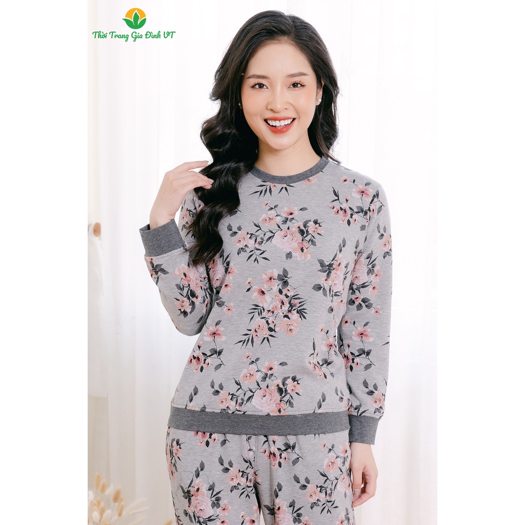 Bộ cotton quần áo dài tay nữ họa tiết B50.2114- Thời trang gia đình VT | BigBuy360 - bigbuy360.vn