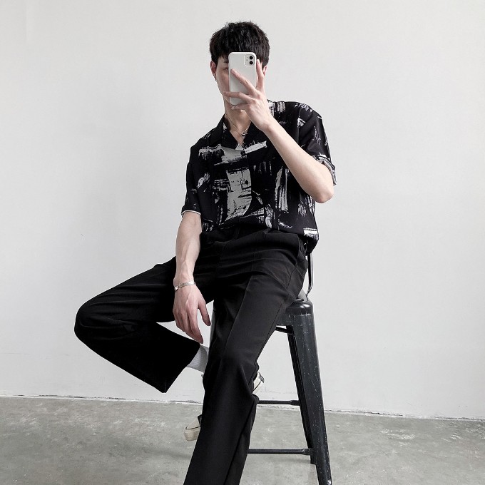 Mặc gì đẹp: [Hàng Tốt] Áo sơ mi nam nữ họa tiết đen trắng thời trang siêu hot trend chất vải mềm mịn thoáng mát Hàn Quốc