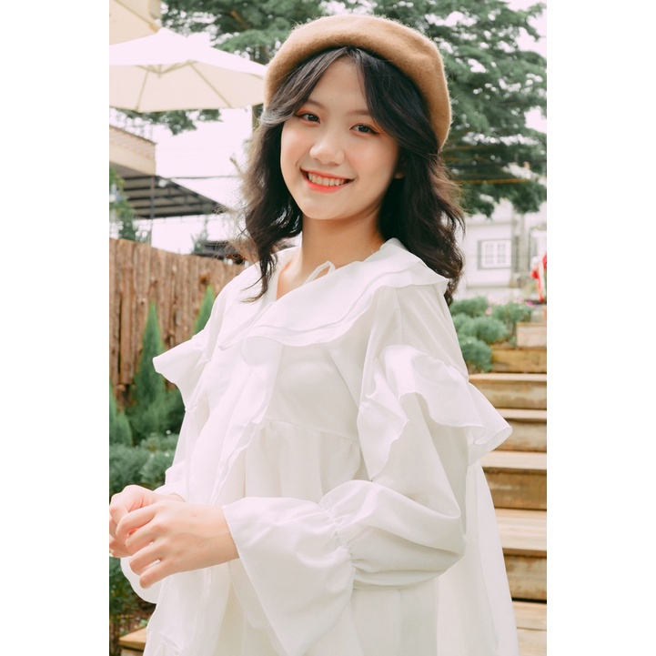 Áo Váy Đầm Baby Doll Form Rộng màu trắng - AAG99 VAY007