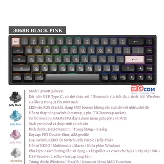 [Chính hãng] Bàn phím cơ không dây AKKO 3068B Multi modes Series (Bluetooth 5.0|Wireless 2.4Ghz|Hotswap / Foam tiêu âm)