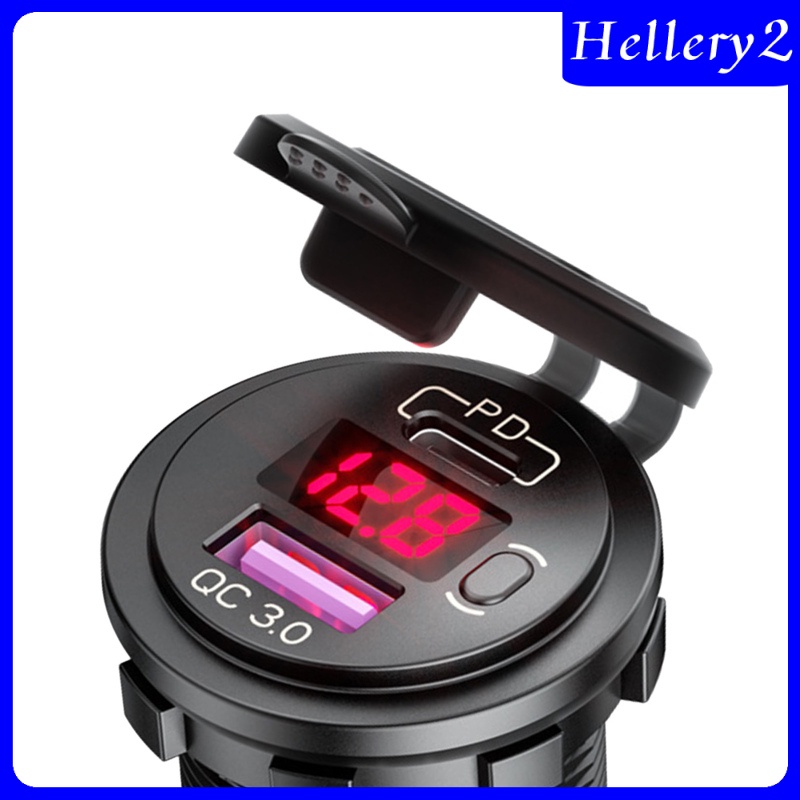 [HELLERY2] Dual USB Car Charger Quick Charge PD&amp;QC 3.0 Voltage Measure