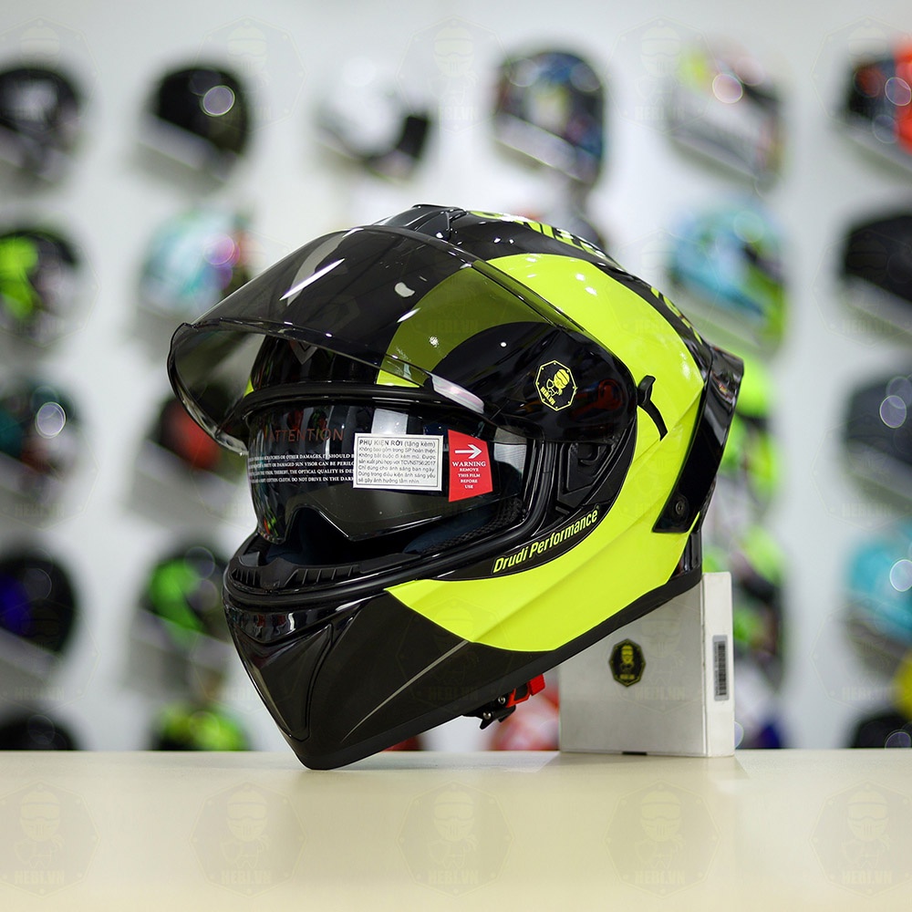 Combo Nón Fullface 2 Kính Yohe 981 Tem Decal Soleluna 2018 Kèm Kính Đen Và Đuôi Gió Pista