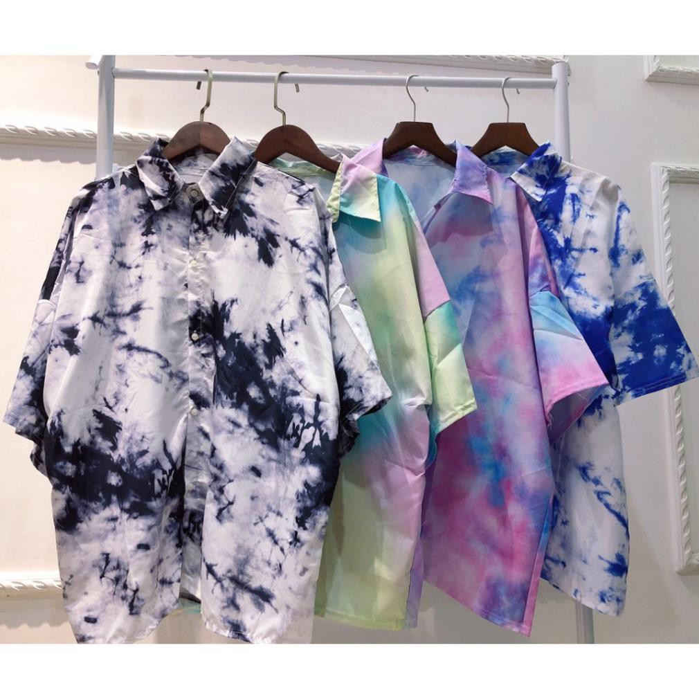 (Nhiều màu) ÁO SƠ MI TIE-DYE MÀU LOANG DARK STORM ULZZANG - ÁO SƠ MI LOANG 4 MÀU OVERSIZE FORM RỘNG Đẹp